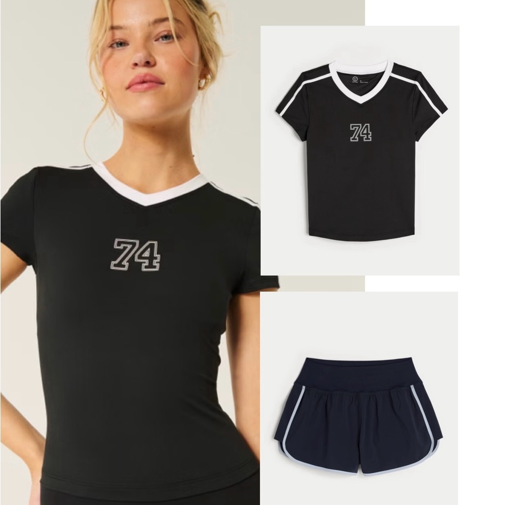 Hollister Gilly Hicks Active Babe Tee and High-Rise Running Shorts size S ( set)